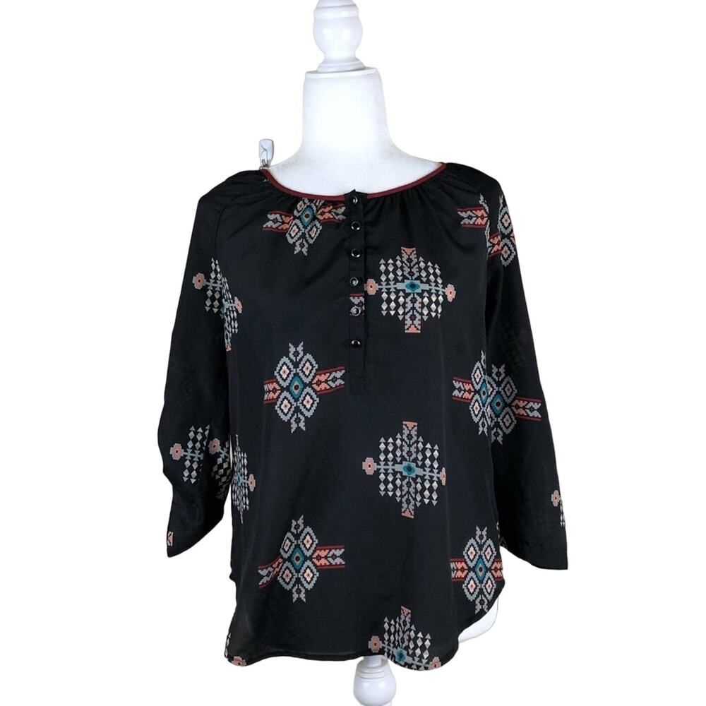 DANIEL‎ RAINN Southerwestern Boho Chic Blouse Small Popover Top S Hippie Chic